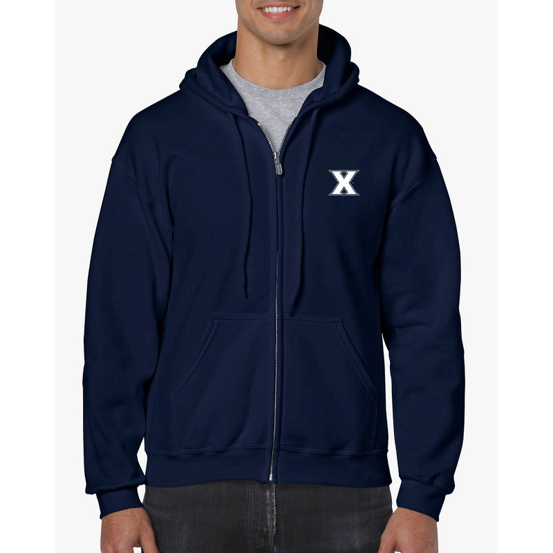 Xavier University Musketeers Primary Logo Left Chest Full Zip Hoodie - Navy
