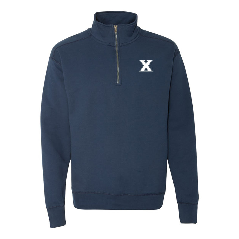 Xavier University Musketeers Primary Left Chest Quarter Zip Sweatshirt- Navy