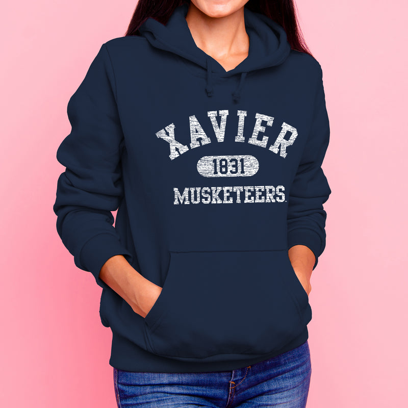 Xavier University Musketeers Athletic Arch Heavy Blend Hoodie - Navy