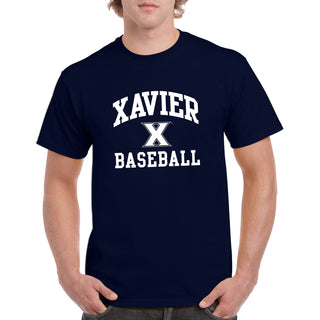 Xavier University Musketeers Arch Logo Baseball Short Sleeve T Shirt - Navy