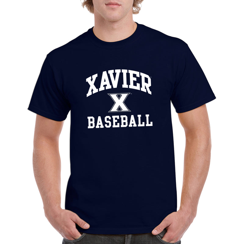 Xavier University Musketeers Arch Logo Baseball Short Sleeve T Shirt - Navy