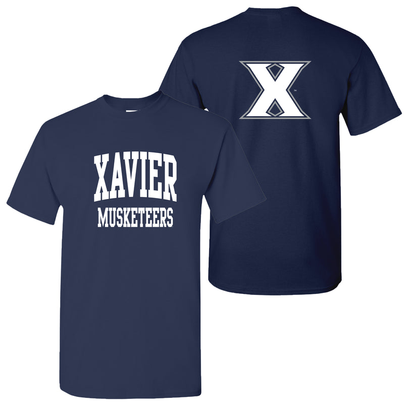 Xavier University Musketeers Front Back Print Short Sleeve T Shirt - Navy