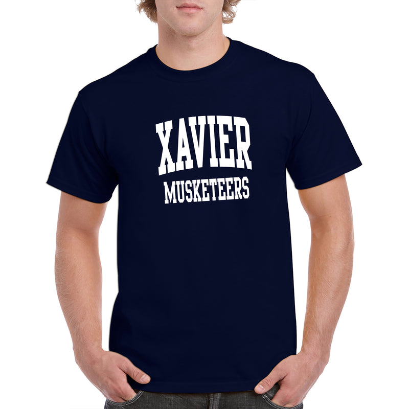 Xavier University Musketeers Front Back Print Short Sleeve T Shirt - Navy