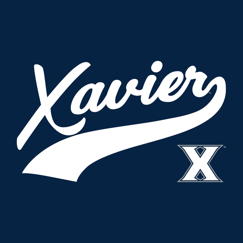 Xavier University Musketeers Baseball Script Short Sleeve T-Shirt - Navy
