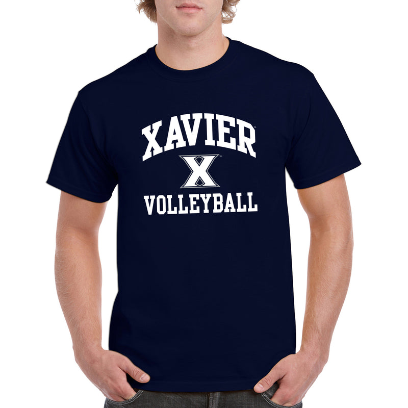 Xavier University Musketeers Arch Logo Volleyball Short Sleeve T Shirt - Navy