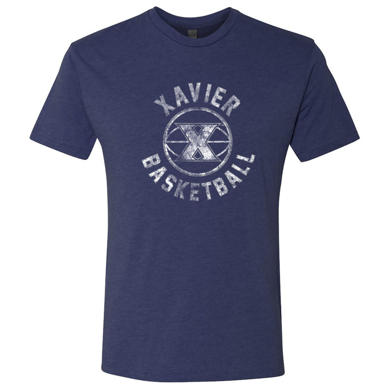 Xavier University Musketeers Basketball Distress Next Level Short Sleeve T-Shirt - Vintage Navy