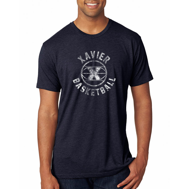 Xavier University Musketeers Basketball Distress Next Level Short Sleeve T-Shirt - Vintage Navy