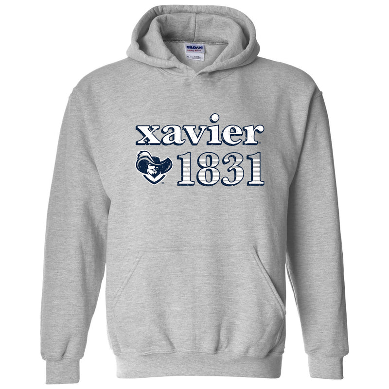Xavier University Musketeers Throwback Year Stripe Heavy Blend Hoodie - Sport Grey