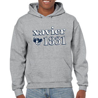 Xavier University Musketeers Throwback Year Stripe Heavy Blend Hoodie - Sport Grey