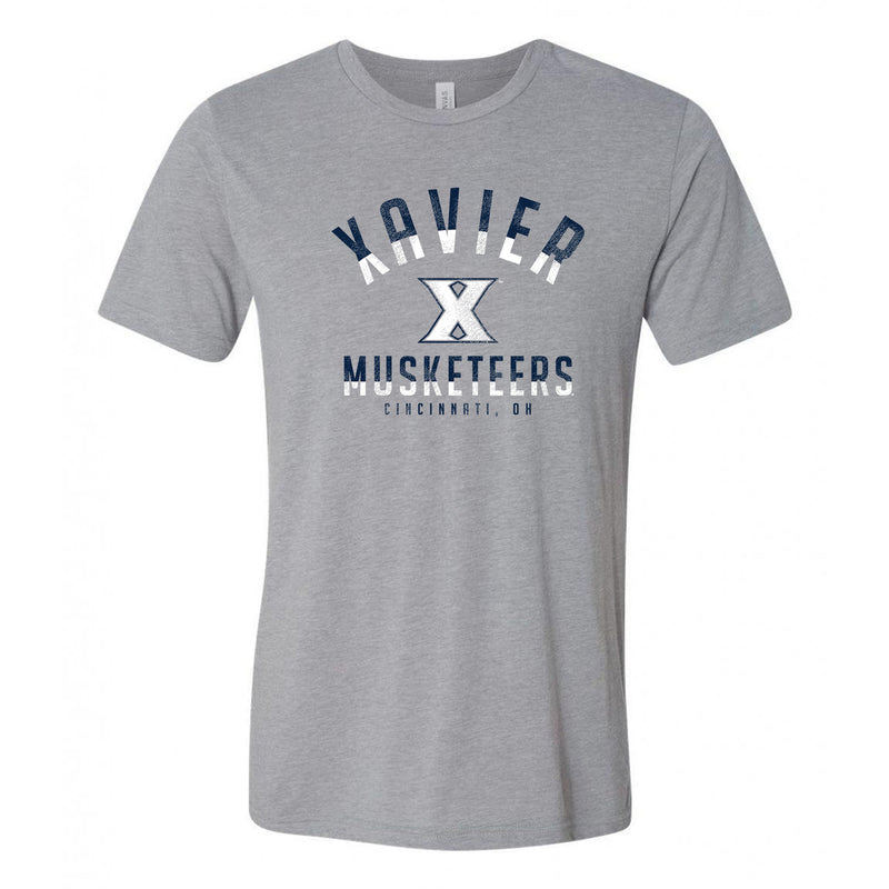 Xavier Univeristy Musketeers Division Arch Canvas Triblend Short Sleeve T Shirt - Athletic Grey