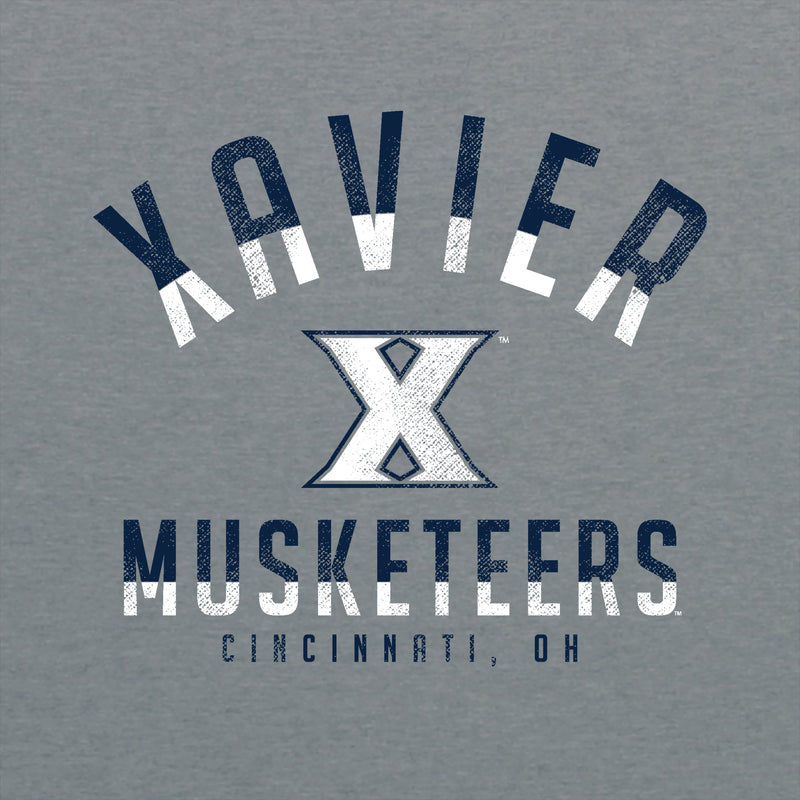 Xavier Univeristy Musketeers Division Arch Canvas Triblend Short Sleeve T Shirt - Athletic Grey