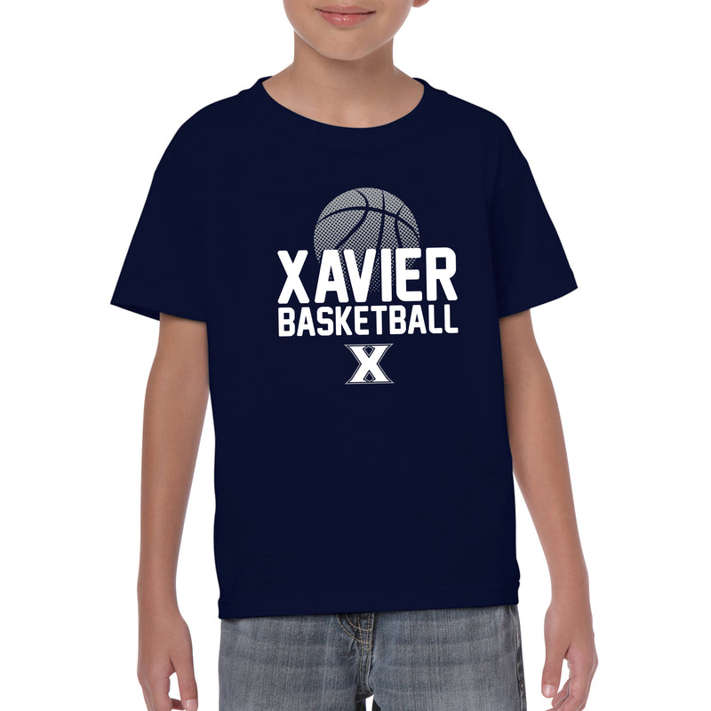 Xavier University Musketeers Basketball Flux Basic Cotton Youth Short Sleeve T Shirt - Navy