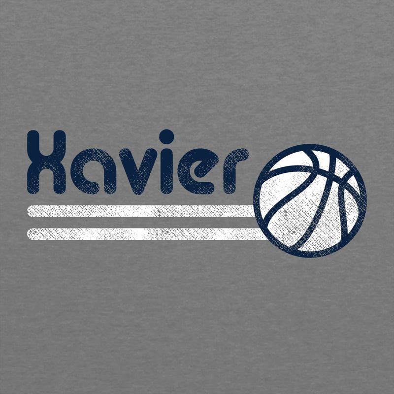 Xavier University Musketeers Basketball Bubble Next Level Raglan T Shirt - Premium Heather/Vintage Navy