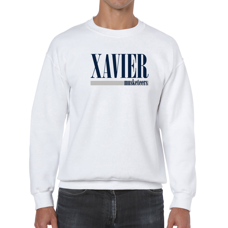 Xavier University Musketeers Boldline Basic Cotton Crewneck Sweatshirt - White