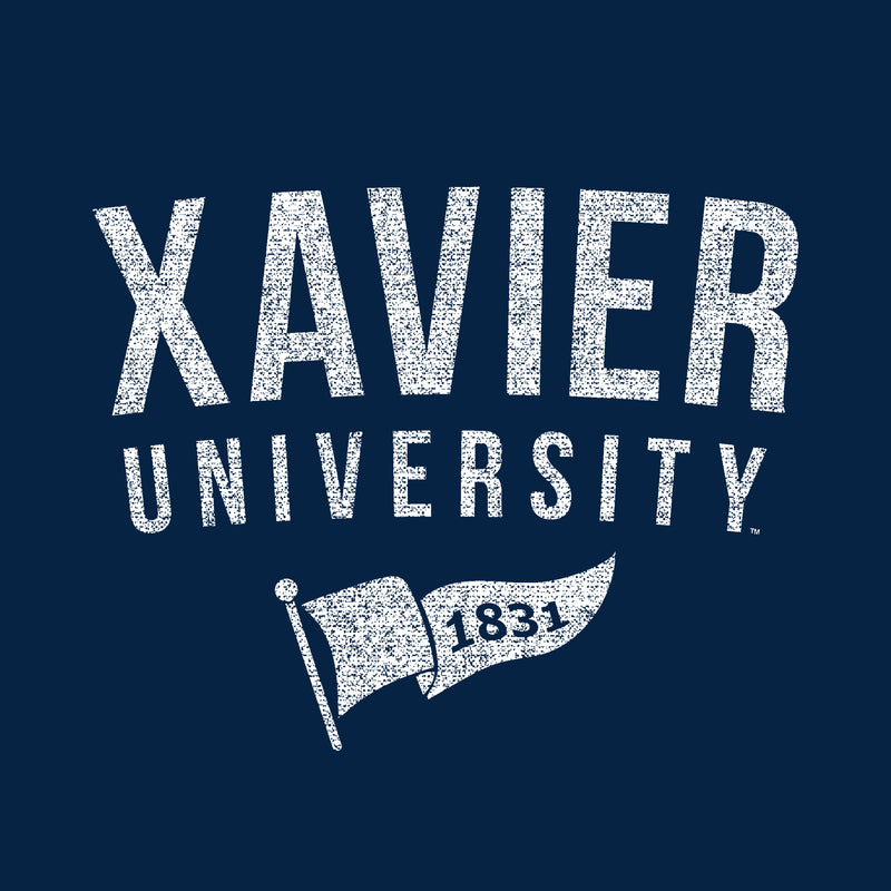 Xavier University Musketeers 1831 Banner Canvas Short Sleeve Triblend T-Shirt - Solid Navy