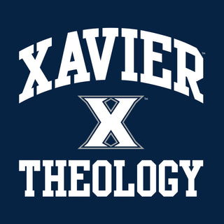 Xavier University Musketeers Arch Logo Theology Basic Cotton Short Sleeve T Shirt - Navy