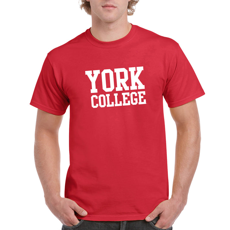 York College Cardinals Basic Block Cotton Short Sleeve T Shirt - Red