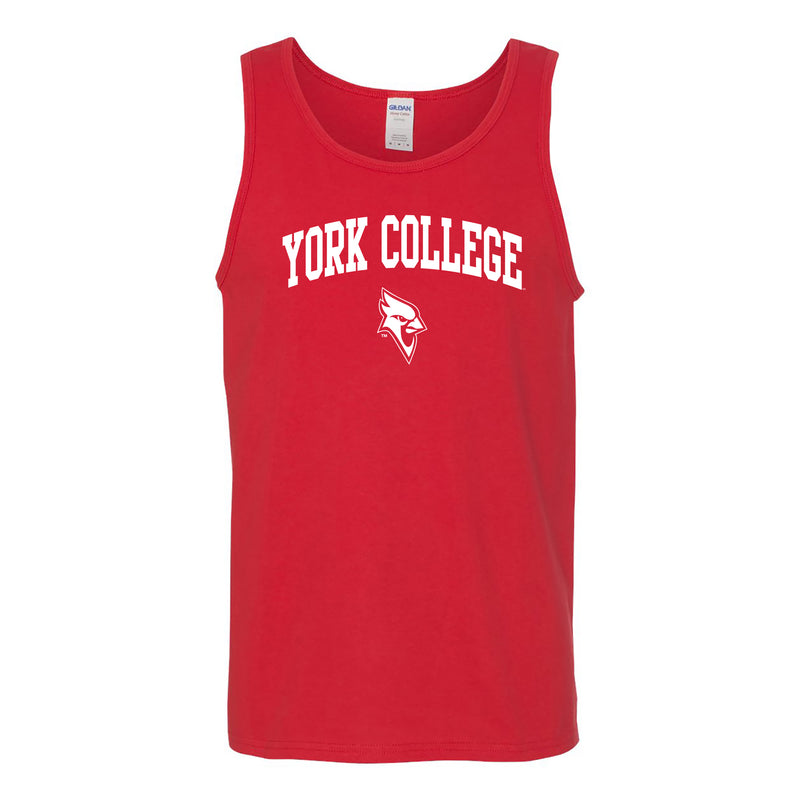 York College Cardinals Arch Logo Heavy Cotton Tank Top - Red