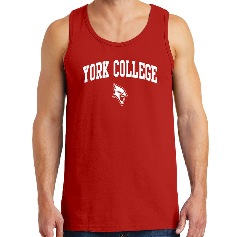 York College Cardinals Arch Logo Heavy Cotton Tank Top - Red