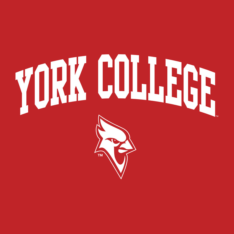 York College Cardinals Arch Logo Basic Cotton Short Sleeve T Shirt - Red