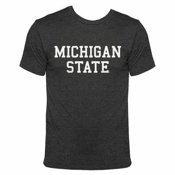 Michigan State University Spartans Basic Block Next Level Apparel Short Sleeve T Shirt - Vintage Black