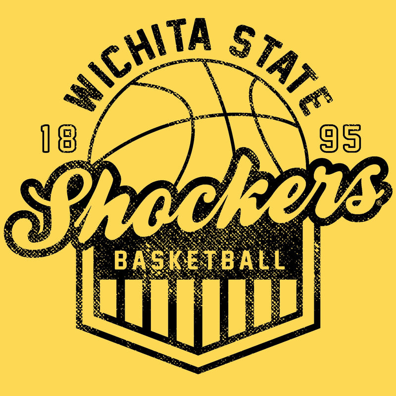 Wichita State University Shockers Vintage Basketball Shield Short Sleeve T Shirt - Daisy