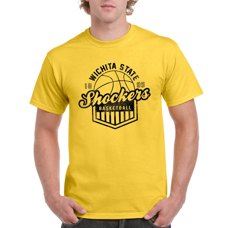Wichita State University Shockers Vintage Basketball Shield Short Sleeve T Shirt - Daisy