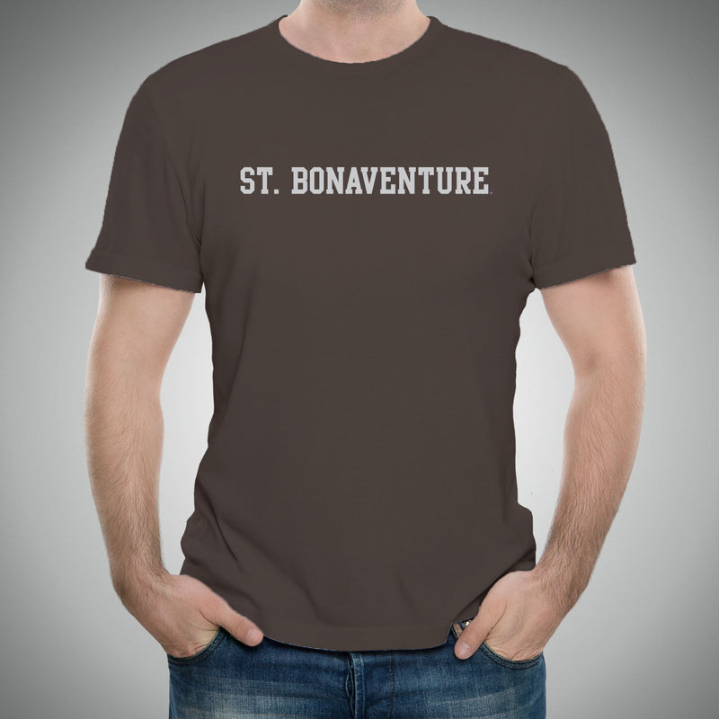 St. Bonaventure University Bonnies Basic Block T Shirt - Dark Chocolate