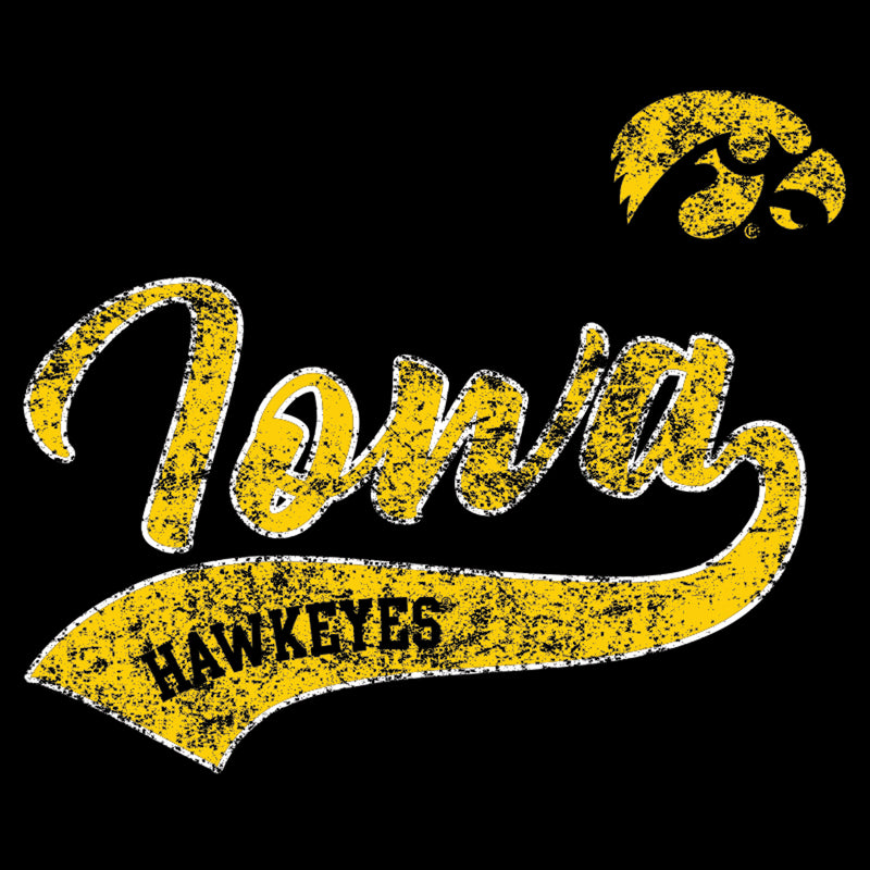 University of Iowa Hawkeyes Tail Script Anvil Womens Short Sleeve T Shirt - Black