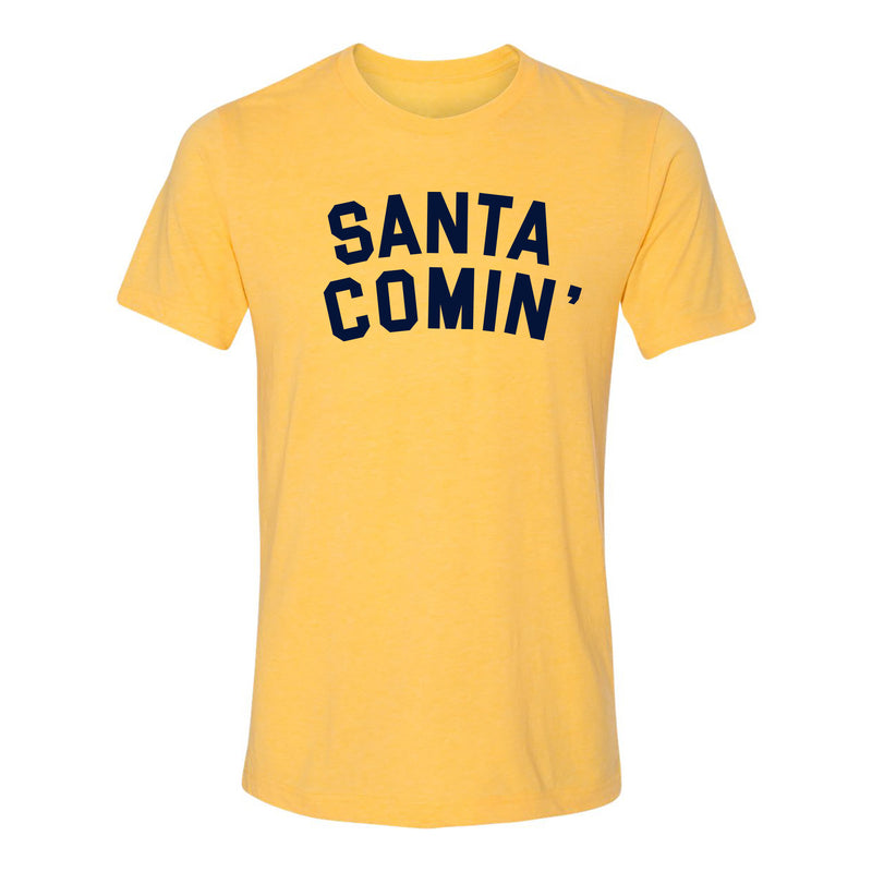 Santa Comin Triblend T-Shirt - Yellow Gold
