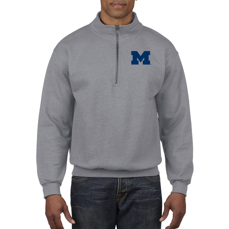 Primary Logo Left Chest University of Michigan Basic Quarter Zip Sweatshirt - Sport Grey