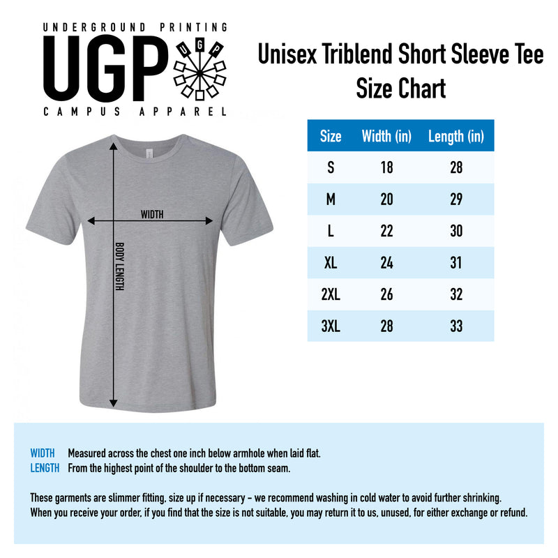 Indiana University Hoosiers Faded Block Football Canvas Triblend Short Sleeve T Shirt - Athletic Grey Triblend