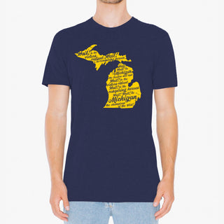 Fight Song University of Michigan Triblend Short Sleeve T Shirt - Vintage Navy